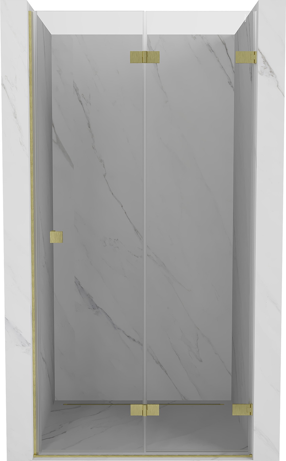 Mexen Lunar-F drzwi prysznicowe składane prawe 80 cm, transparent, złote szczotkowane - 836-080-000-55-00-P